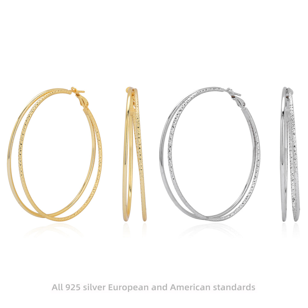 Damen Creolen aus 925 Sterling Silber mit funkelnden Zirkonsteinen Shop Nory