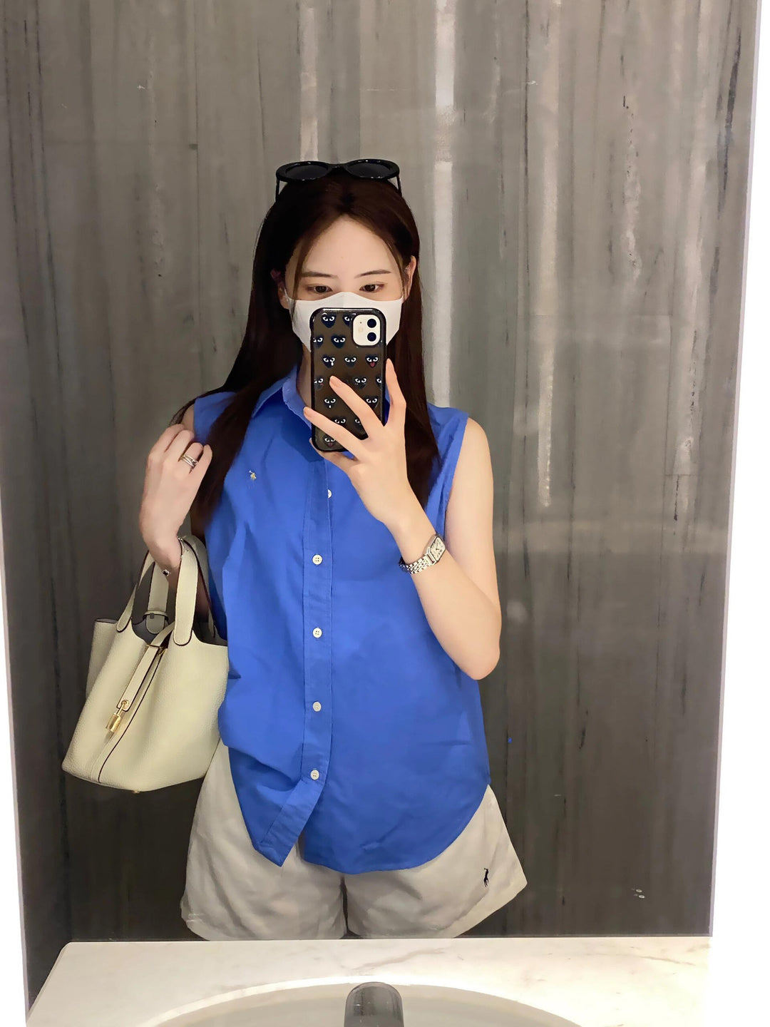 Damen Klassische ärmellose Bluse Shop Nory