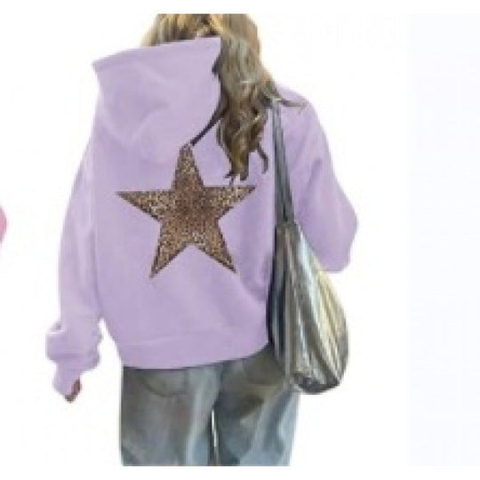 Damen Kapuzenpullover mit glitzerndem Sternmotiv