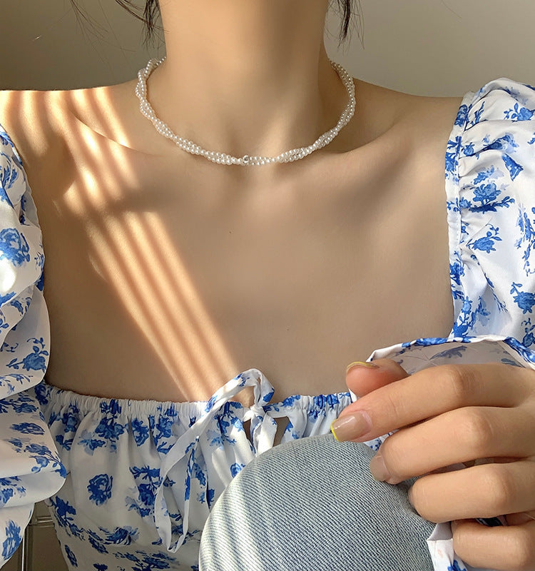 Damen elegante Perlenhalskette mit detailliertem Kettendesign Shop Nory