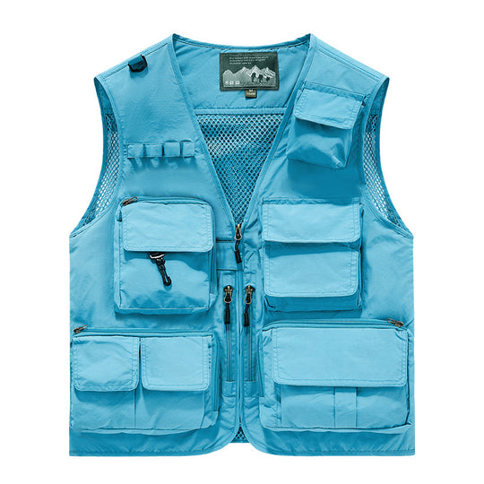 Herren Multifunktionale Outdoor‑Utilityweste mit Mesh‑Rücken, Mehrfach‑Fronttaschen und durchgehendem Reißverschluss Shop Nory