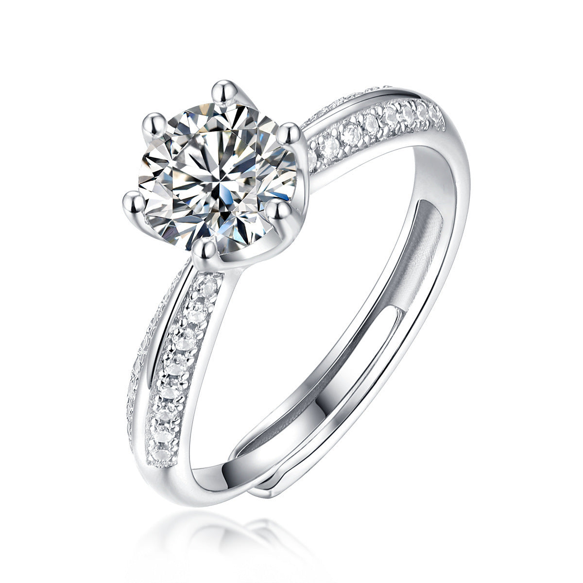 Damen eleganter Ring mit funkelndem Solitär und verspieltem Zirkonia-Besatz Shop Nory