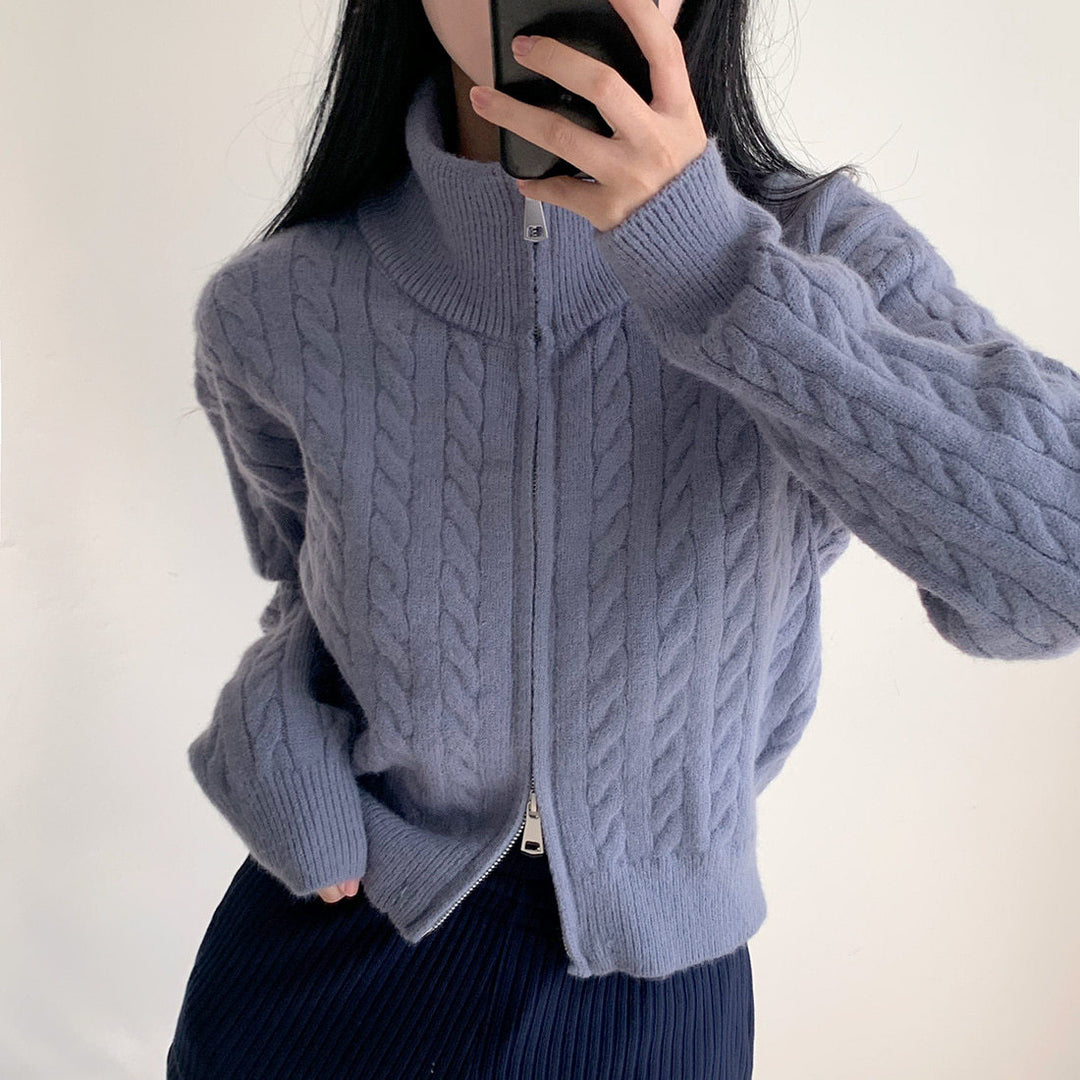 Damen Grob gestrickte Zip-Cardigan Shop Nory