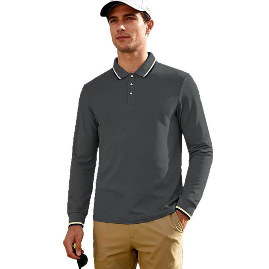 Herren Langärmeliges Performance-Golfpoloshirt mit Kontrastkragen Shop Nory