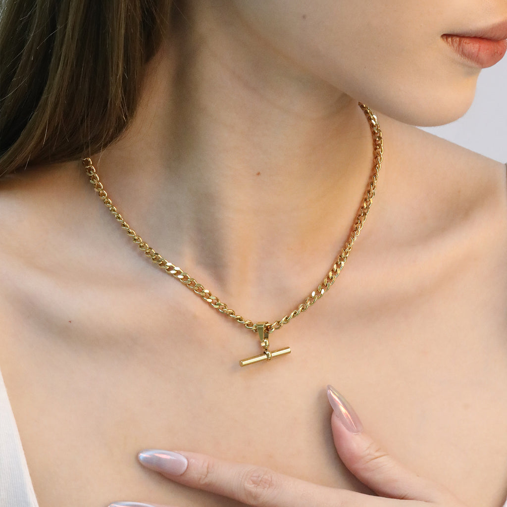 Damen elegante Gliederhalskette mit verstellbarem Toggleverschluss Shop Nory