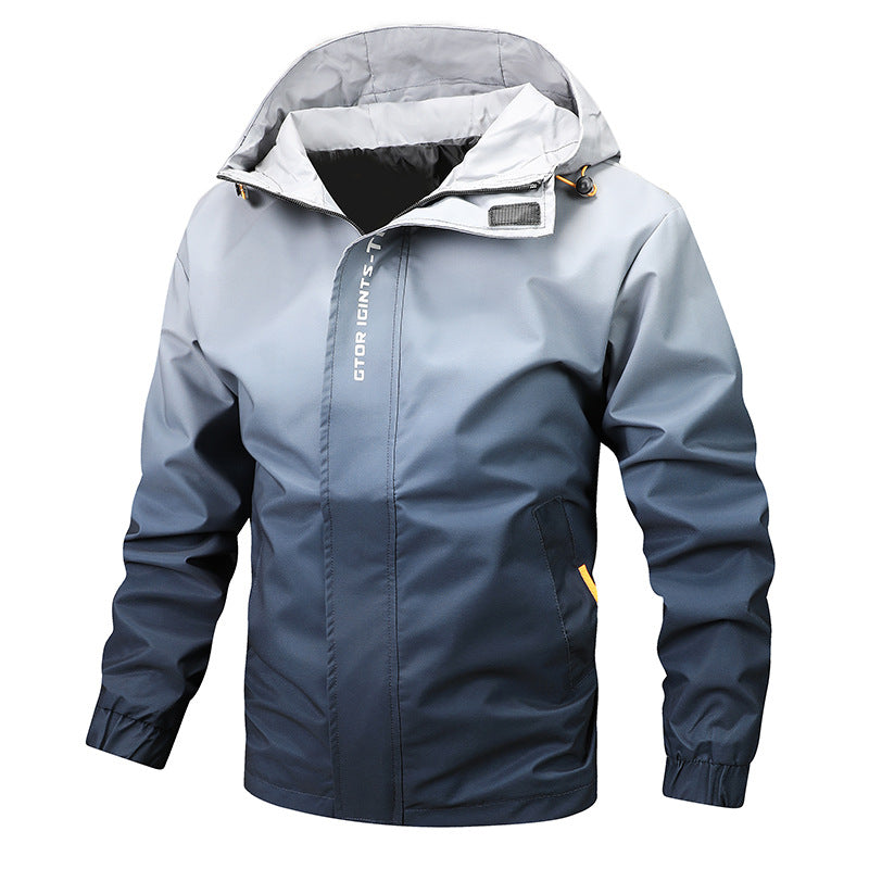 Herren Wasserabweisende Kapuzenjacke mit Farbverlauf, winddicht und atmungsaktiv Shop Nory