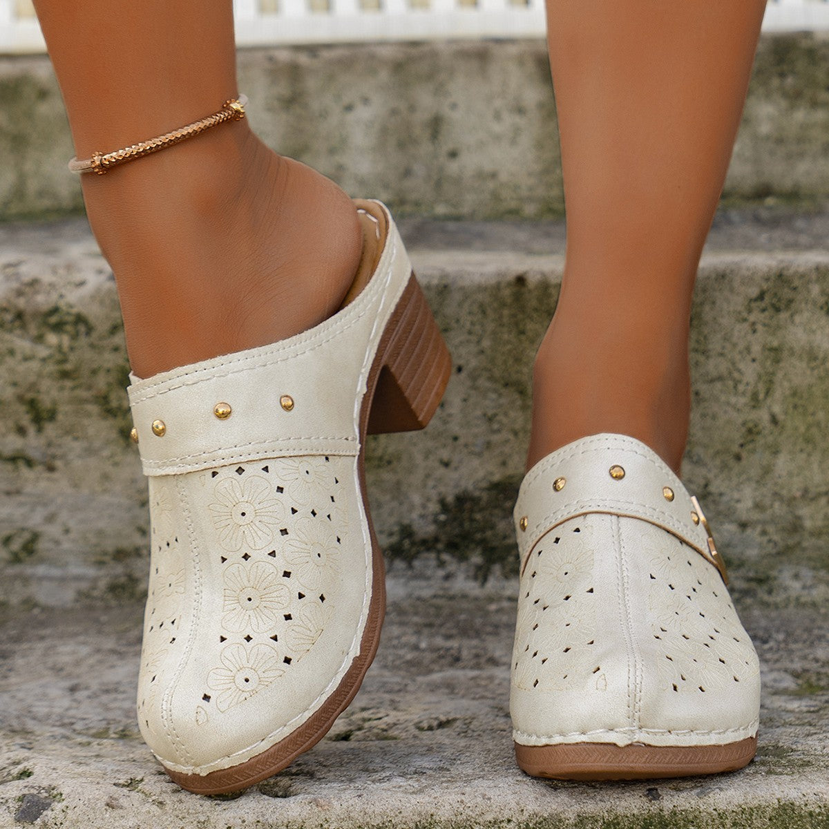 Damen Hohe Clogs mit floralem Muster und ergonomischem Fußbett