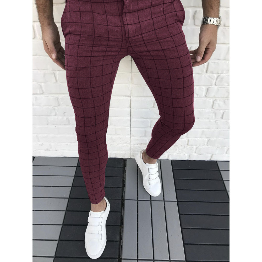 Herren Karierte Anzughose im Slim Fit Stil
