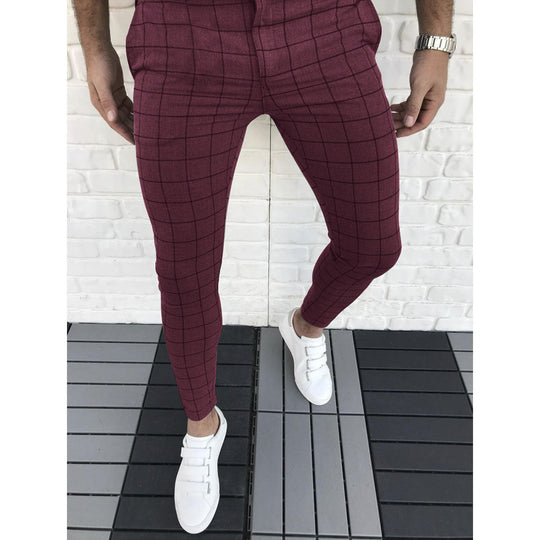 Herren Karierte Anzughose im Slim Fit Stil