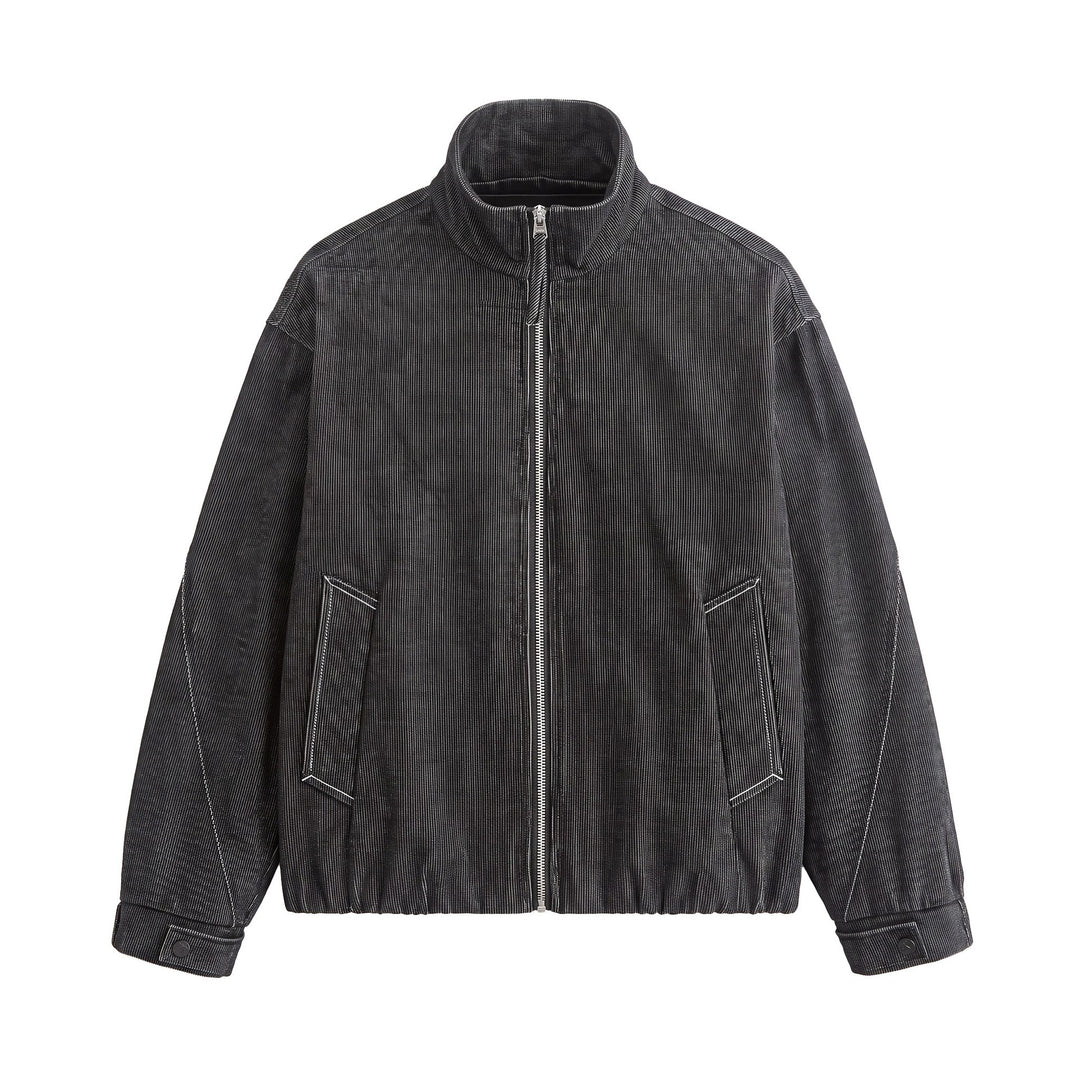 Unisex Kurzer Cord-Boxy‑Blouson mit Stehkragen, durchgehendem Reißverschluss und elastischem Saum Shop Nory