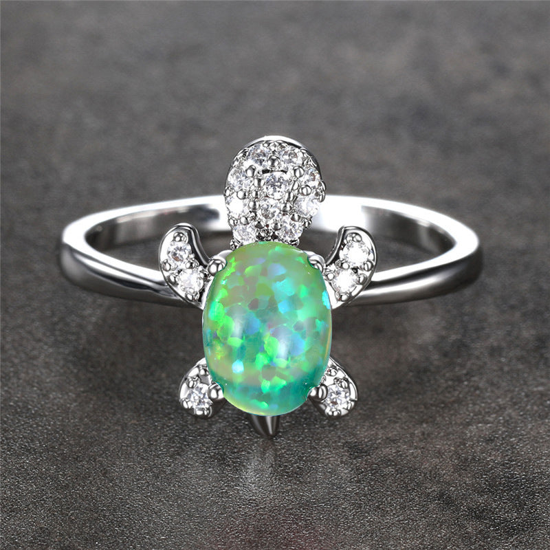 Damen Ring mit schimmerndem Schildkrötenmotiv und funkelnden Zirkoniasteinen Shop Nory