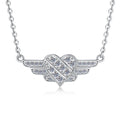 Damen Halskette mit flügelartigem Herzanhänger und funkelnden Zirkonia Shop Nory