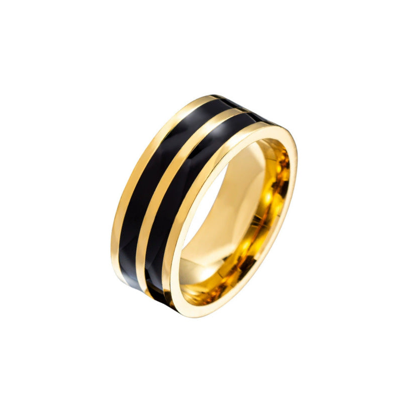 Herren Ring mit elegantem Edelstahl- und schwarzem Akzent-Shop Nory
