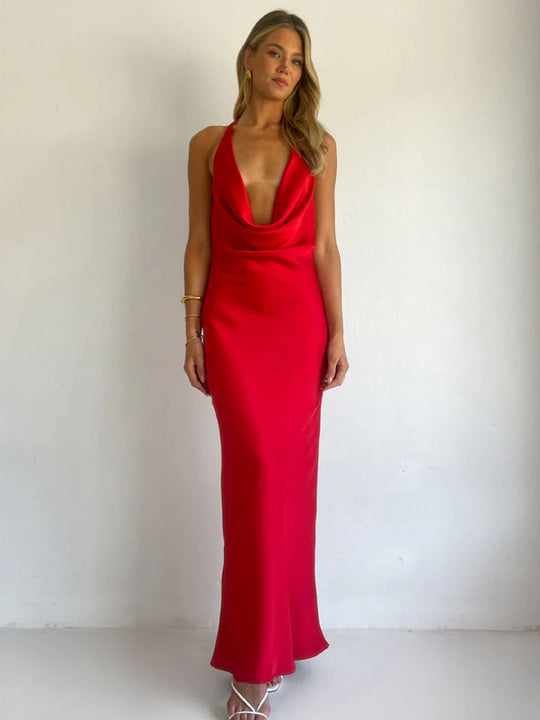 Damen Maxi-Kleid mit schulterfreiem Schnitt und elegantem Drapierungsdesign Shopnory