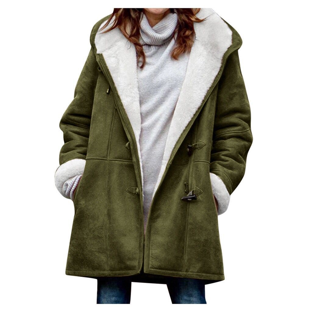 Damen Kapuzen-Dufflecoat mit Kunstfellbesatz und KnShop Noryelverschlüssen Shop Nory