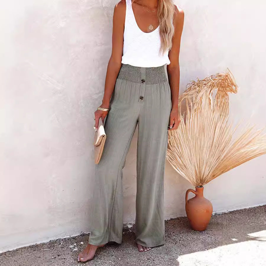 Damen Hoch geschnittene, weit geschnittene Sommerhose Shopnory