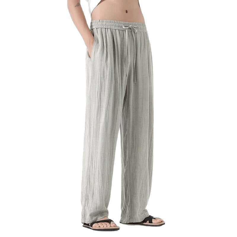 Herren weite Leinenhose mit verstellbarem Tunnelzugbund, lässiger Bundfaltenoptik und seitlichen Eingrifftaschen Shop Nory