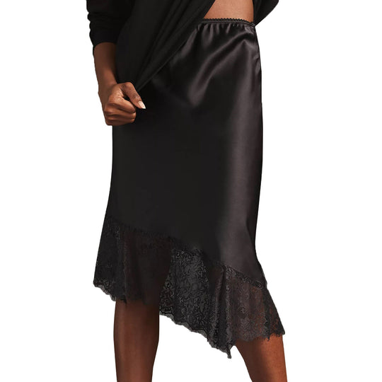 Damen Satinrock mit Spitze und asymmetrischem Saum
