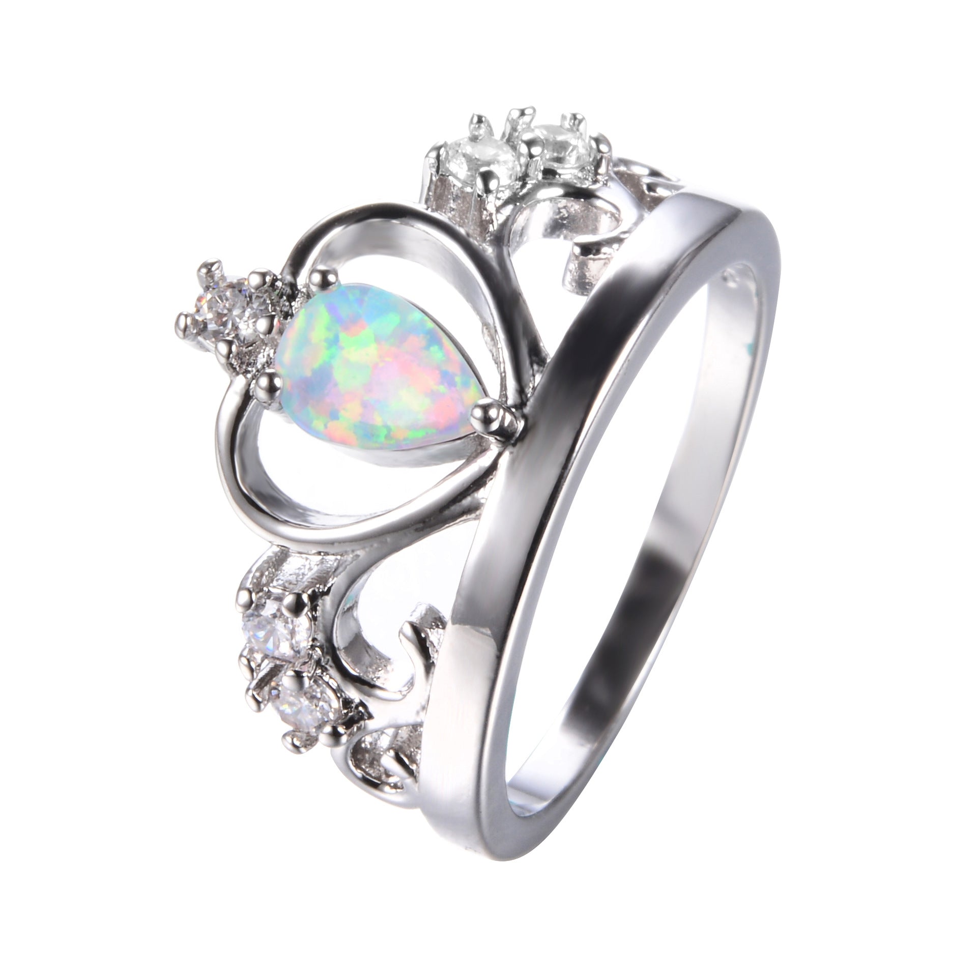 Damen Ring mit herzförmigem Opal und funkelnden Zirkonia-Details Shop Nory
