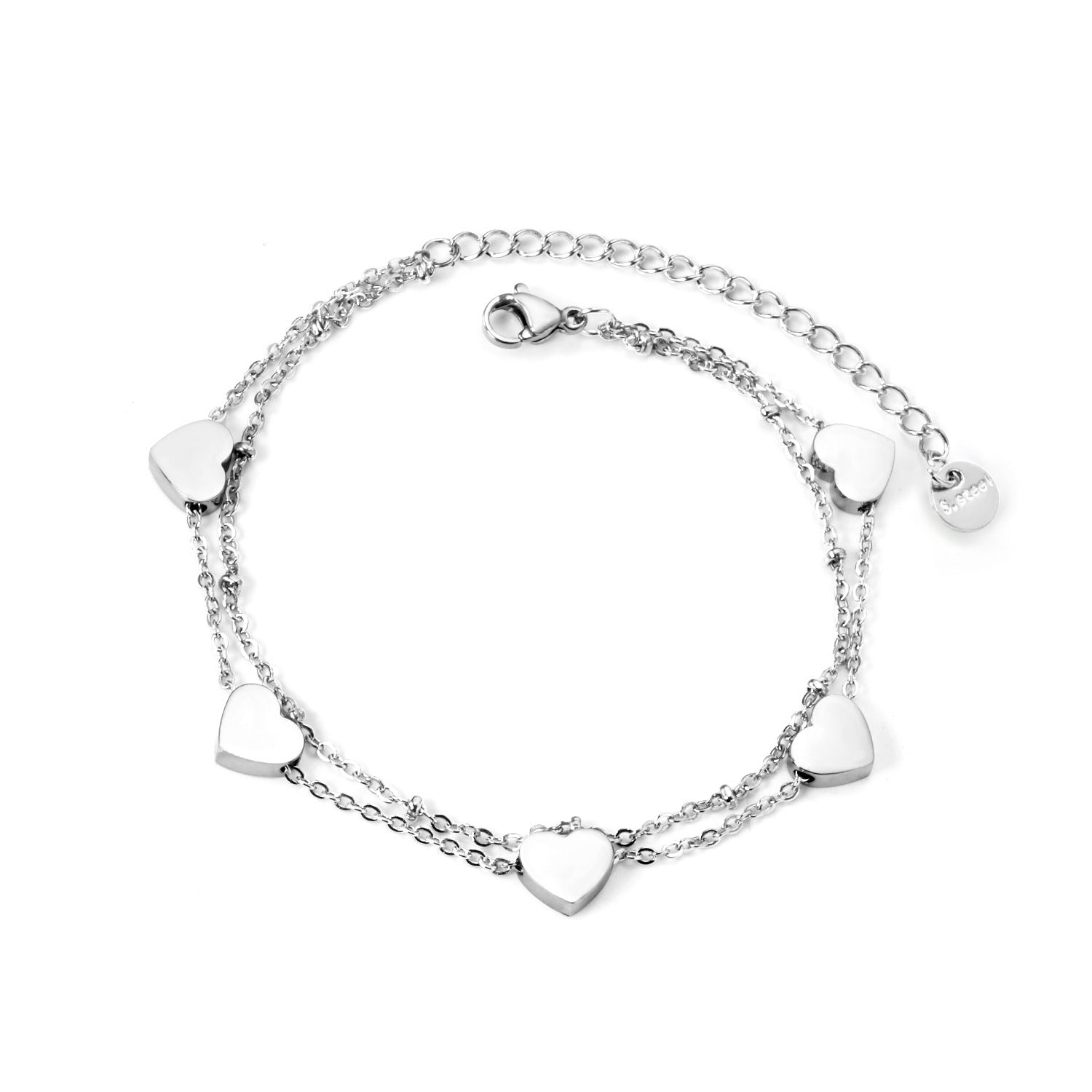Damen Armband mit herzförmigen Anhängern aus hochwertigem Edelstahl und 14K Goldbeschichtung Shop Nory