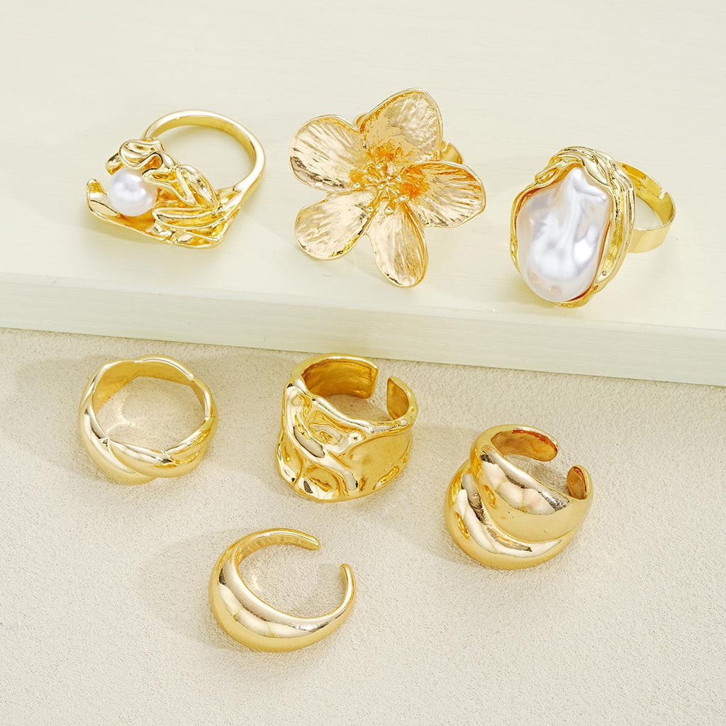Damen Ringe Set mit künstlerischen und organischen Formen Shop Nory