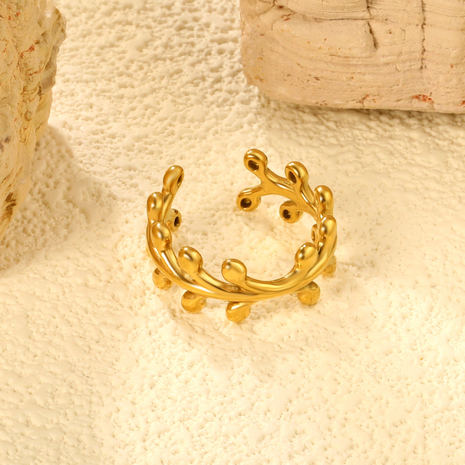 Damen Ring mit elegantem Blattdesign und anpassbarem Maß Shop Nory