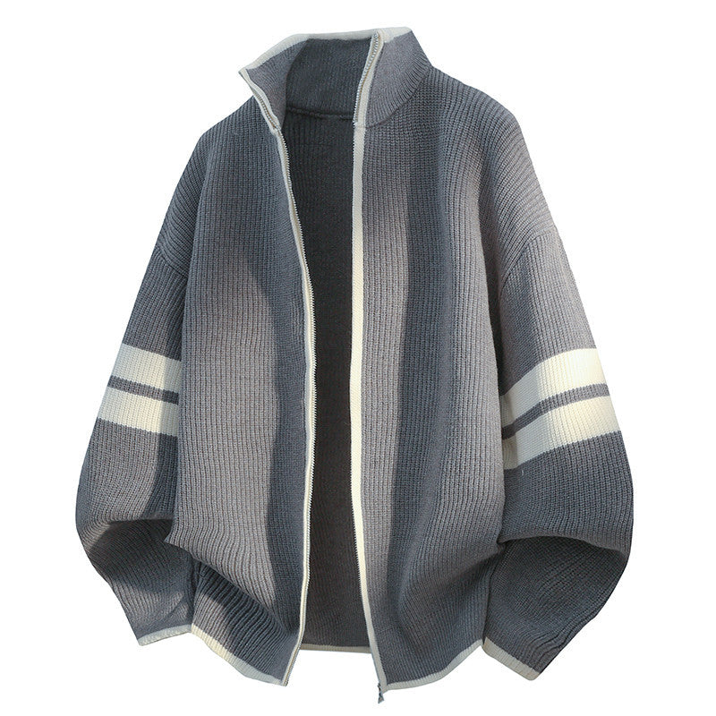 Unisex oversized Strickjacke mit Reißverschluss und Stehkragen Shop Nory