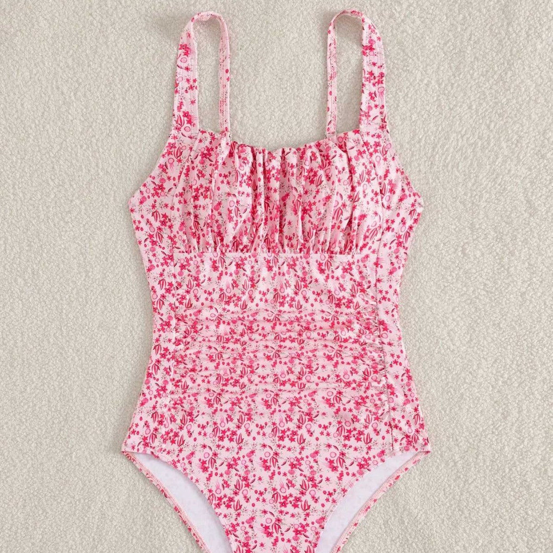 Damen Einteiliger Badeanzug mit floralem Rüschendesign Shopnory