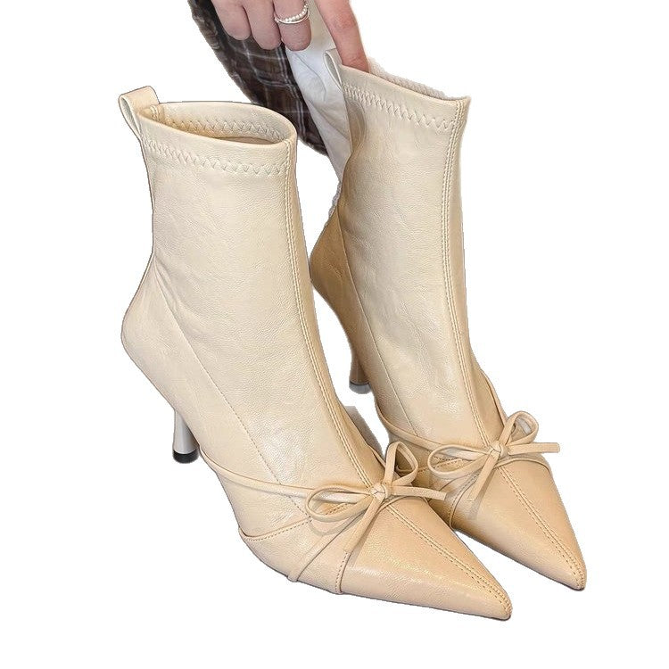 Damen elegante Plateau-Stiefeletten mit dekorativer Schnürung und spitzem Design