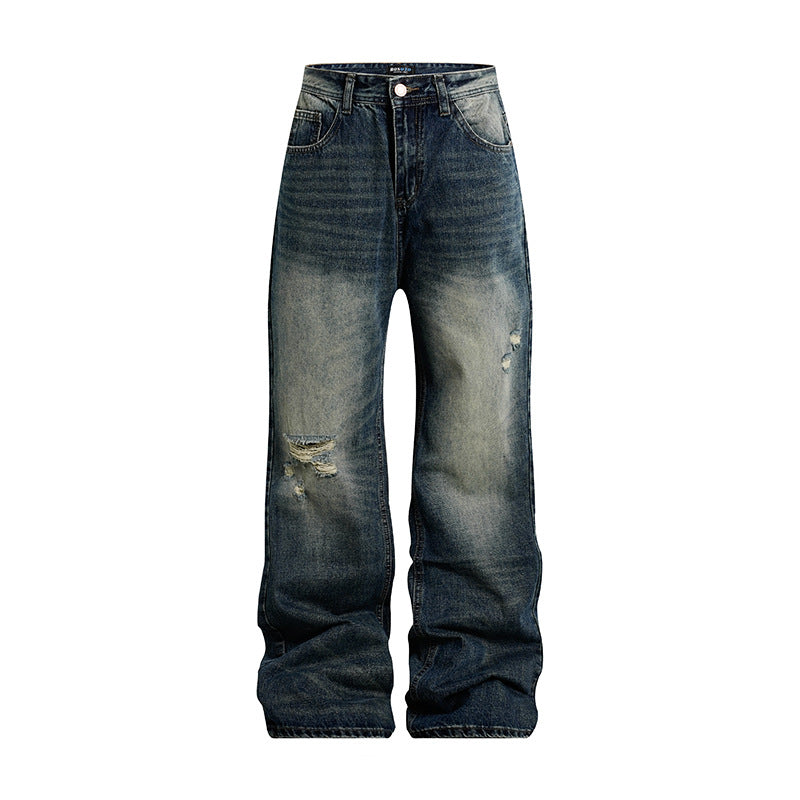 Damen Weite Highwaist Distressed Denim-Jeans im Palazzoschnitt Shop Nory