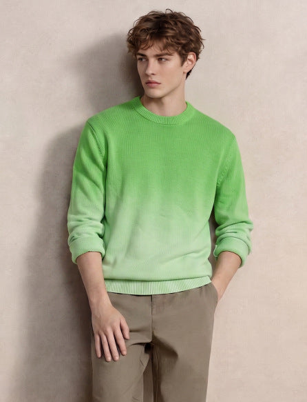 Herren Feinstrick-Pullover mit Dip-Dye-Effekt und Rundhalsausschnitt Shop Nory