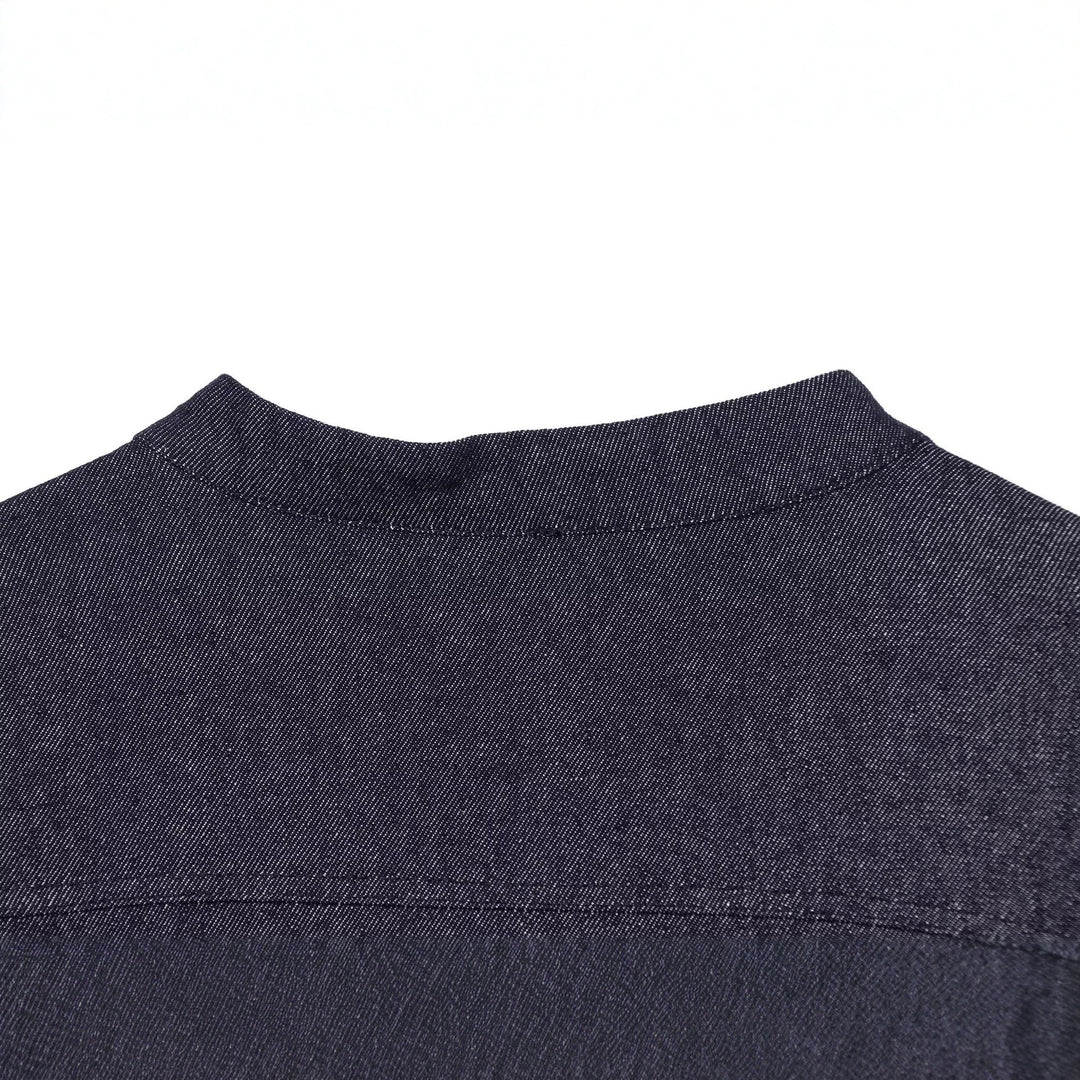 Damen Cropped Jeansjacke im China‑Stil mit Mandarinkragen und Knotenverschlüssen Shop Nory