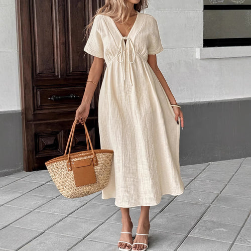 Maxikleid Freizeit mit Taillenband