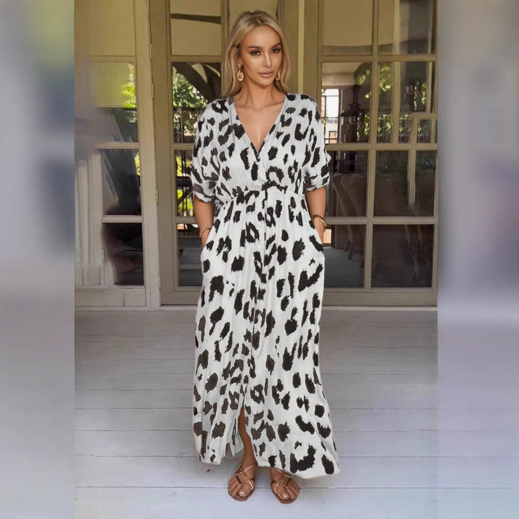 Leopard-Kleid Grenzüberschreitendes Leopardenmuster Kleid