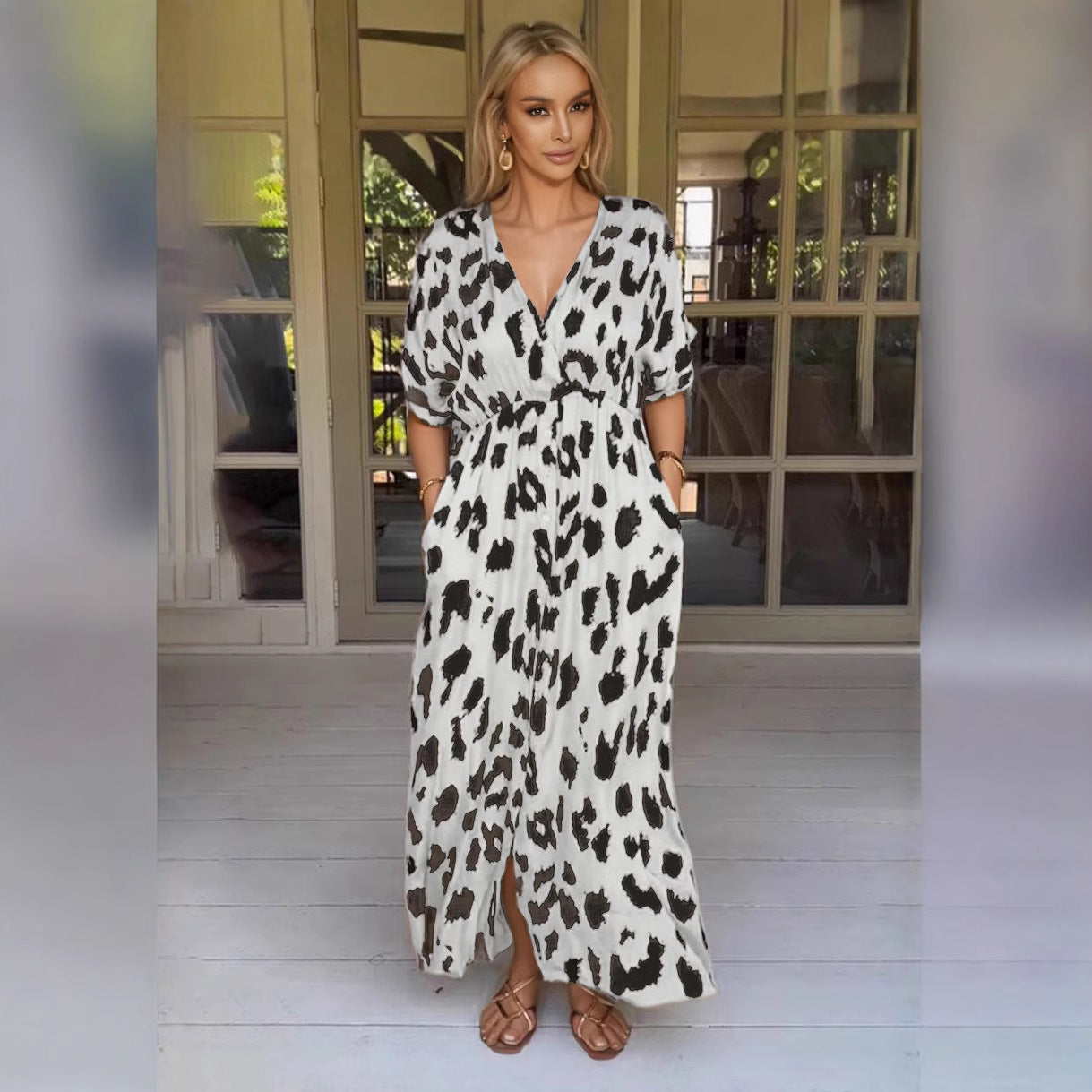 Leopard-Kleid Grenzüberschreitendes Leopardenmuster Kleid