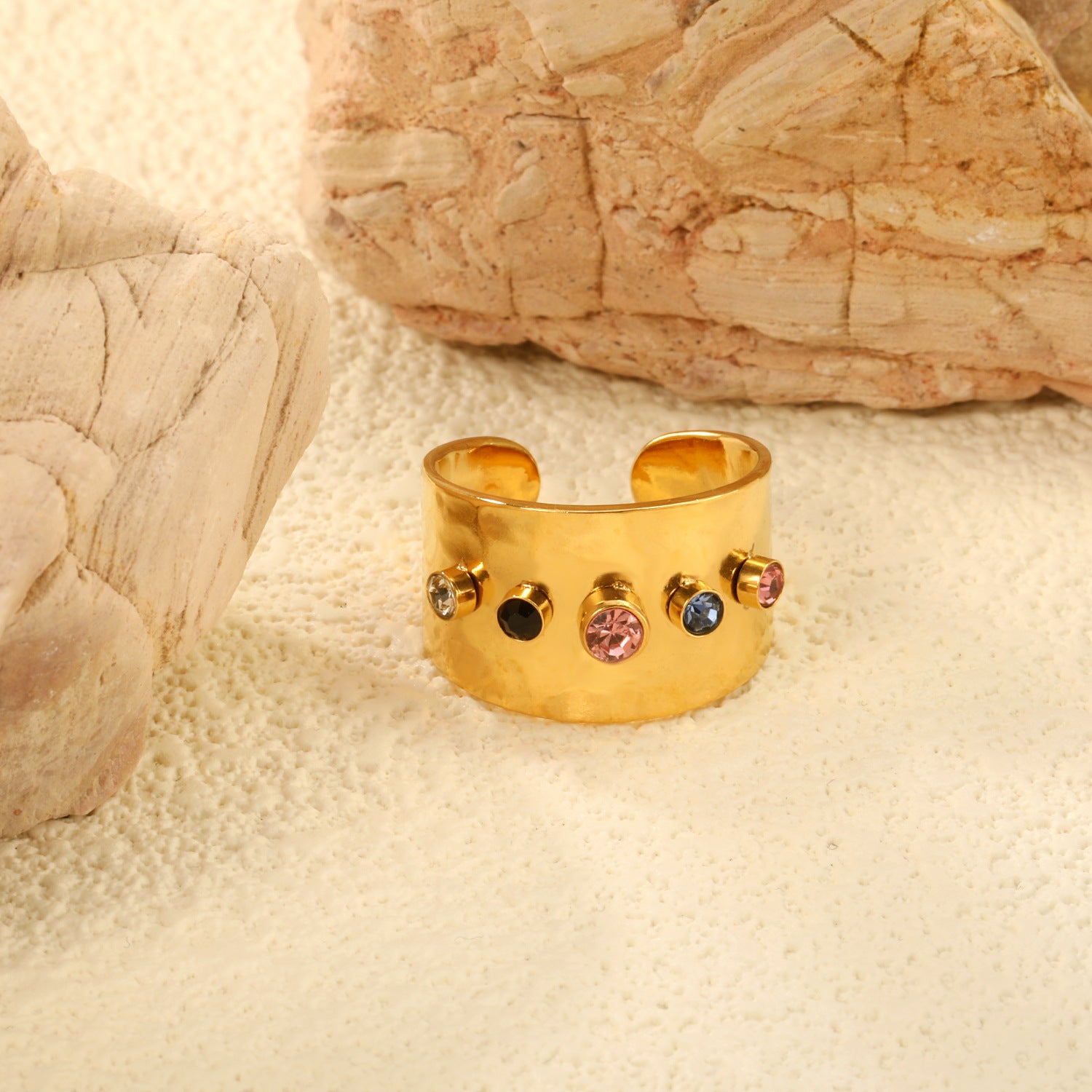 Damen offener Ring mit kunstvollen Steinen Shop Nory