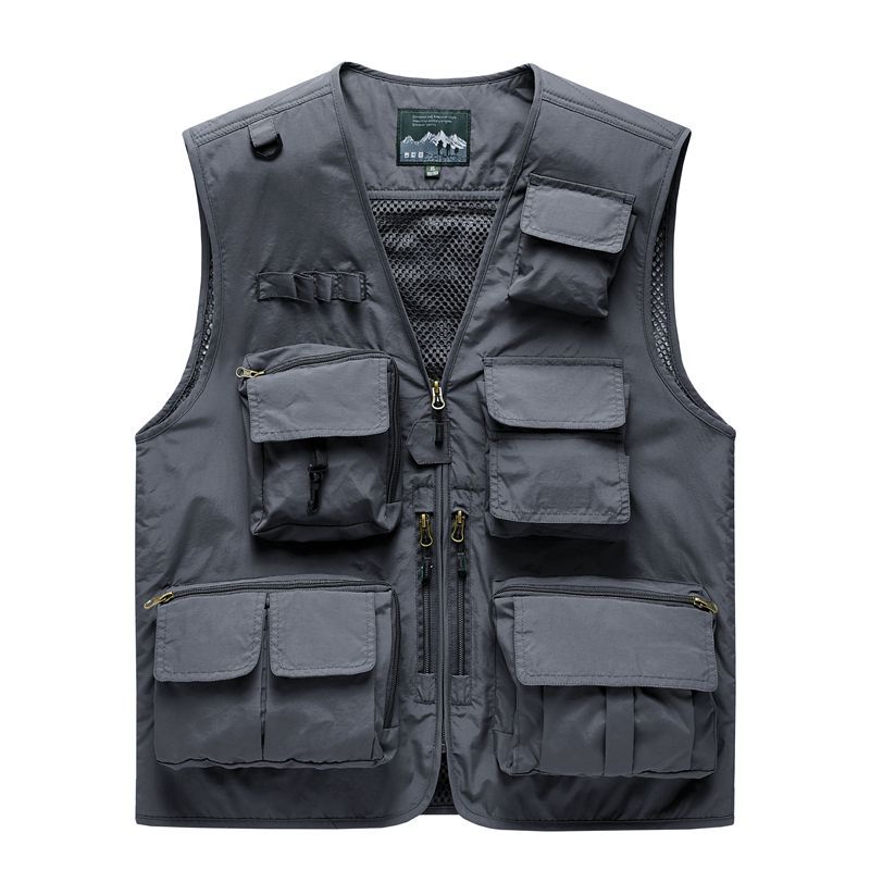 Herren Multifunktionale Outdoor‑Utilityweste mit Mesh‑Rücken, Mehrfach‑Fronttaschen und durchgehendem Reißverschluss Shop Nory