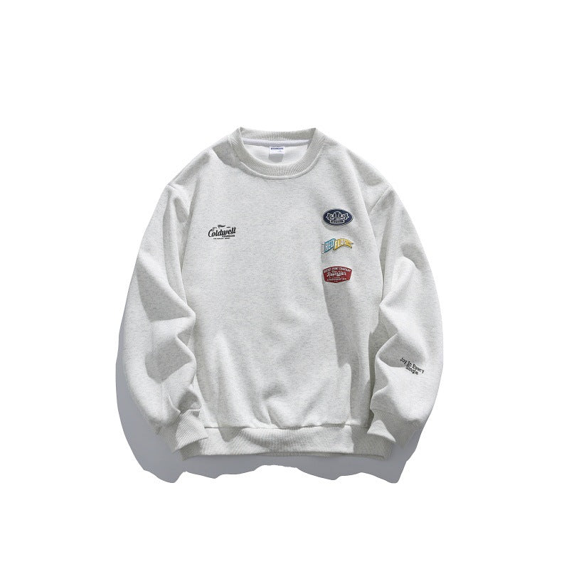 Unisex Oversize-Pullover mit Rundhalsausschnitt, Badge-Applikationen und gerippten Bündchen Shop Nory