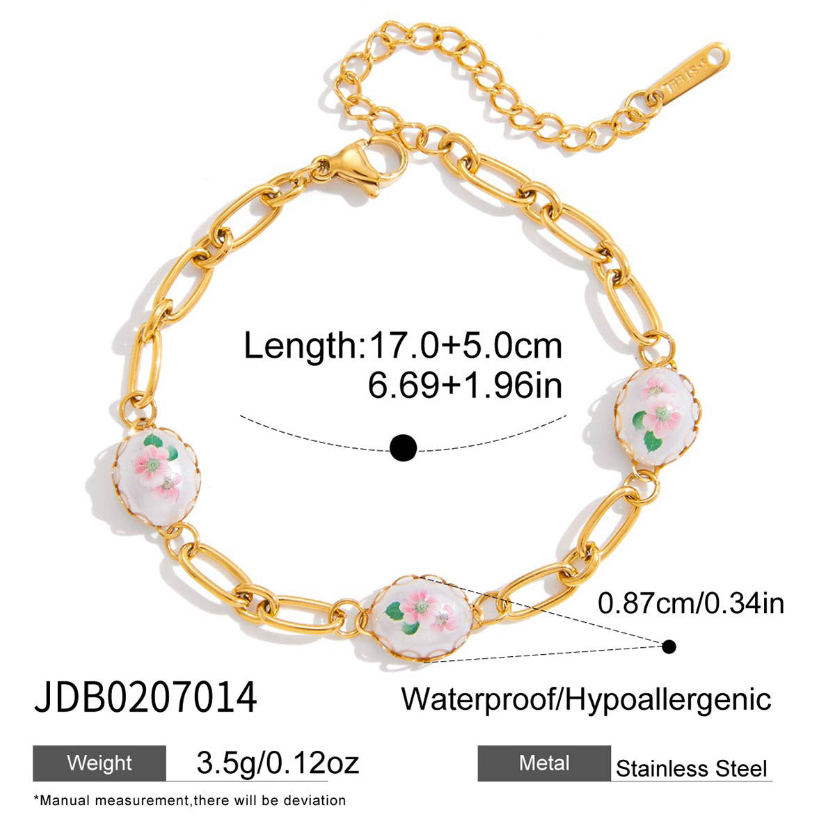 Damen Edelstahlarmband mit floralem Design und verstellbarem Verschluss Shop Nory