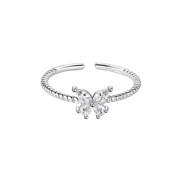 Damen zierlicher Schmetterlingsring mit funkelnden Zirkonia-Shop Nory