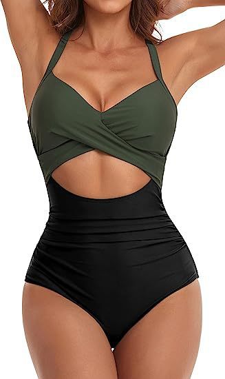 Damen Einteiliger Badeanzug mit elegantem Wickelschnitt