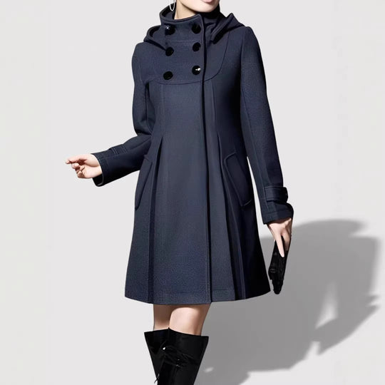 Damen Modische Übergangsjacke mit Kapuze und Knopfdetails