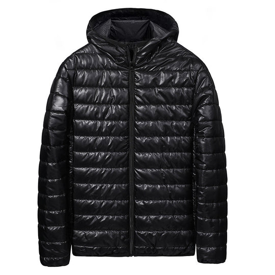Herren Ultraleichte gesteppte Kapuzenjacke mit horizontaler Kammerschnitt‑Steppung und durchgehendem Reißverschluss Shop Nory