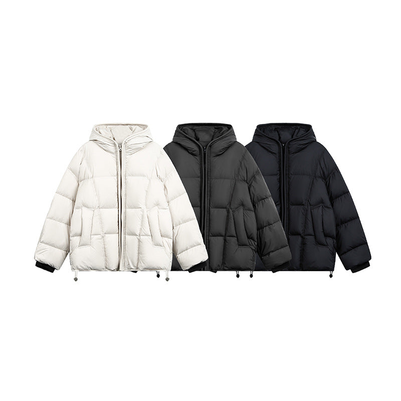 Damen Kurze Wattierte Kapuzenjacke mit Kordelzug und Reißverschluss Shop Nory