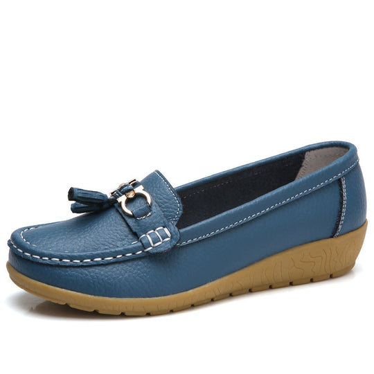 Damen Mokassins mit ornamentaler Schnalle und weicher Sohle