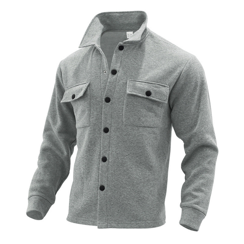 Herren lässige Hemdjacke mit praktischen Taschen und modernem Stehkragen