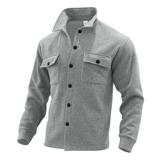 Herren lässige Hemdjacke mit praktischen Taschen und modernem Stehkragen