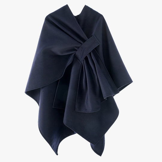 Damen Multifunktionaler Cape‑Überwurf aus Wollmix mit drapiertem Knotendetail Shop Nory