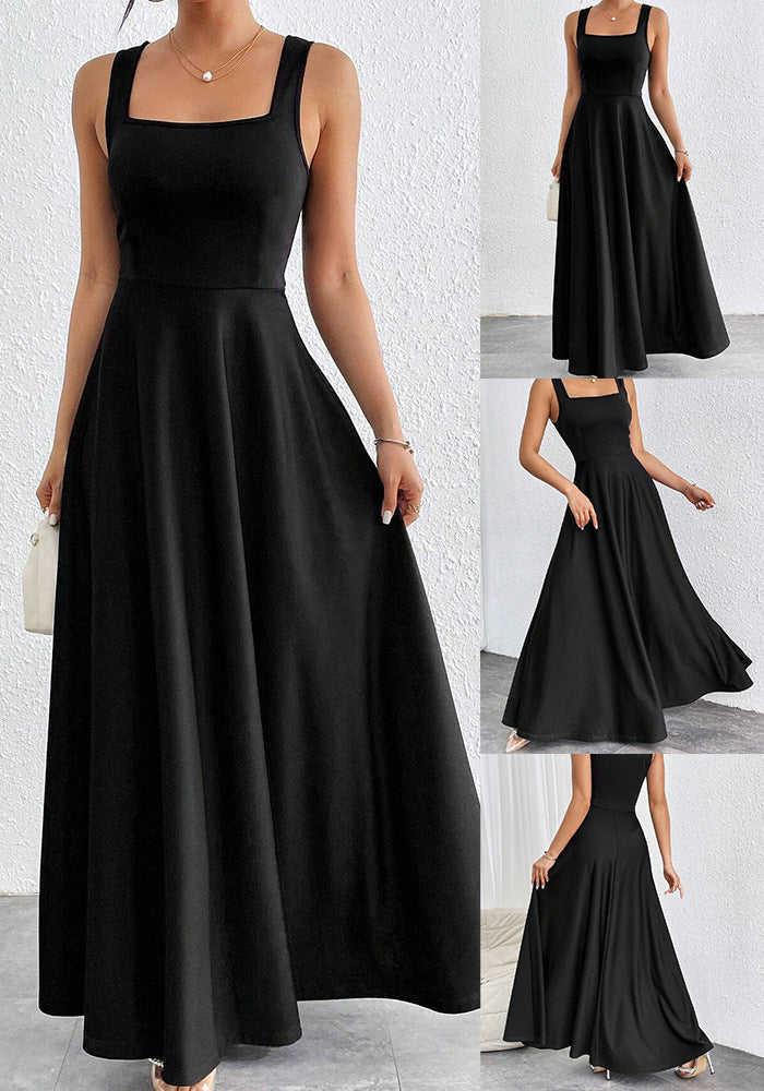 Elegantes Damen Maxikleid mit weichem Schnitt & quadratischem Ausschnitt