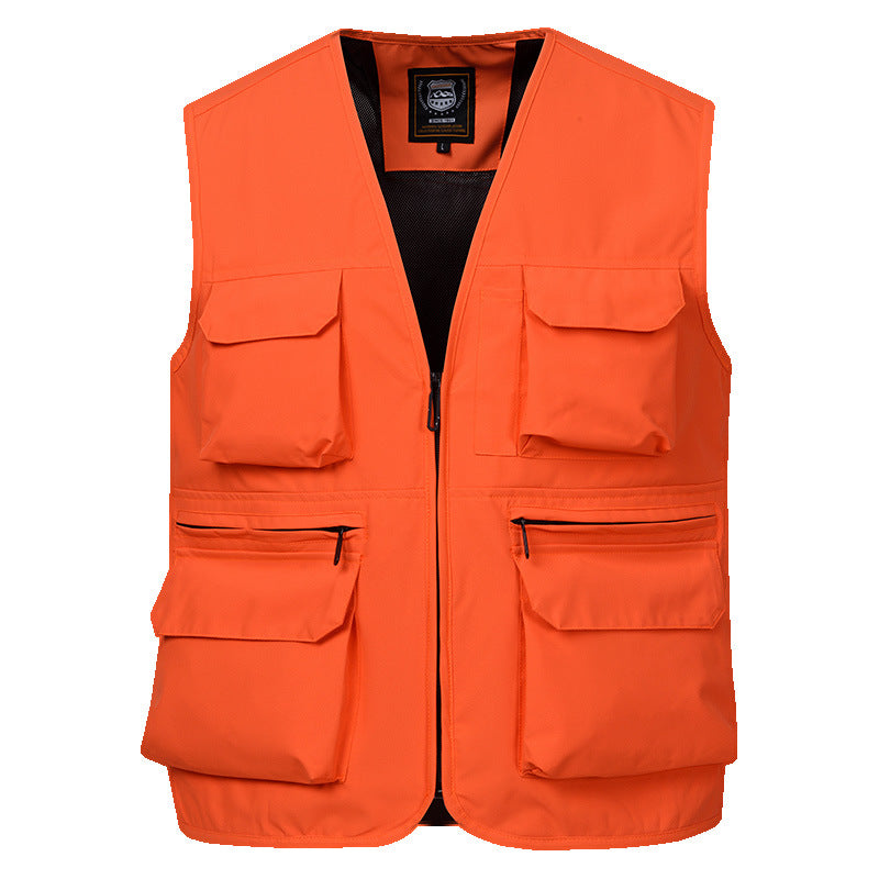 Herren Multitaschen-Utility-Weste mit durchgehendem Reißverschluss, atmungsaktivem Mesh-Futter und großvolumigen Klapp- und Reißverschlusstaschen Shop Nory